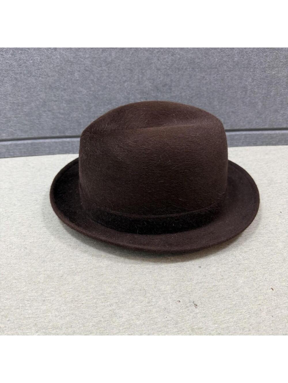 Borsalino Fedora Brown Wool Felt Hat Italy Vintage Leather 7 1/8